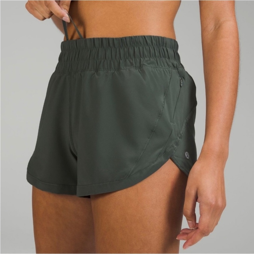 NWT Lululemon Track That High Rise Lined Short 3” Smoked Spruce